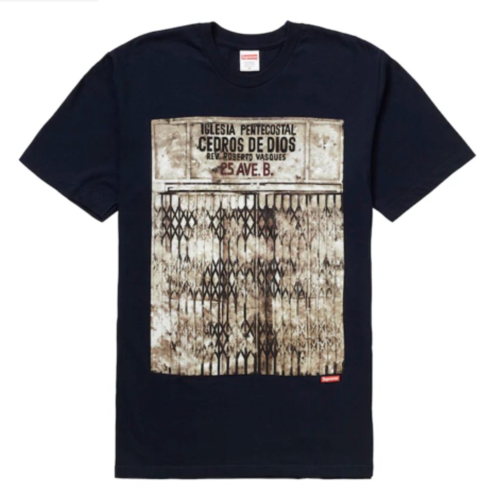 New Supreme Martin Wong Iglesia Pentecostal Tee Navy Blue Size XL | FW19 RARE